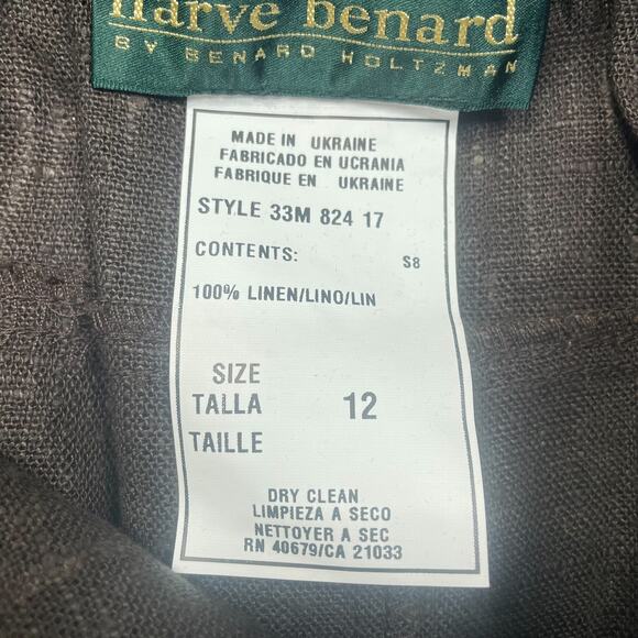 harve benard Brown Tobacco 100% Linen Short Skirt SZ 12 C101972 - Picture 7 of 9